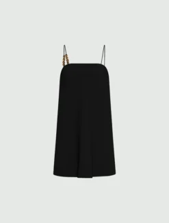 Abito a bustino in envers satin - NERO