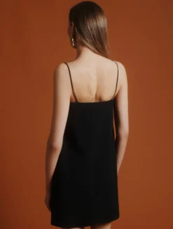 Abito a bustino in envers satin - NERO