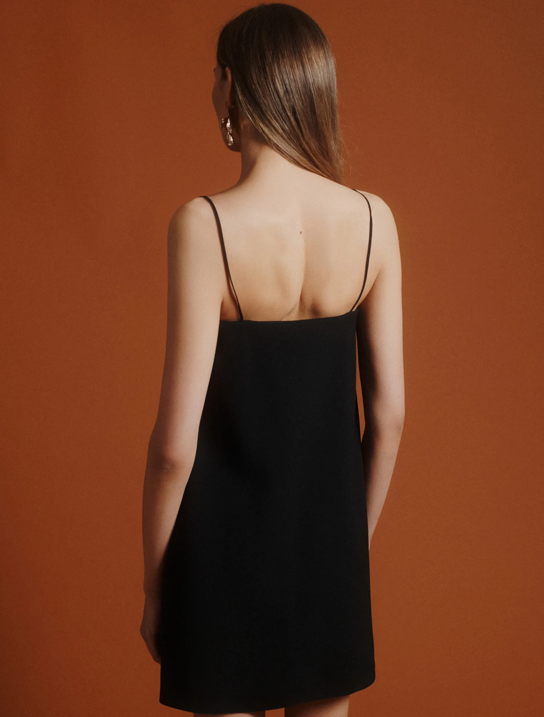 Abito a bustino in envers satin - NERO