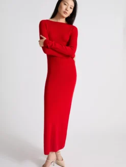 Abito aderente in cashmere - ROSSO