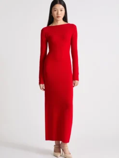 Abito aderente in cashmere - ROSSO