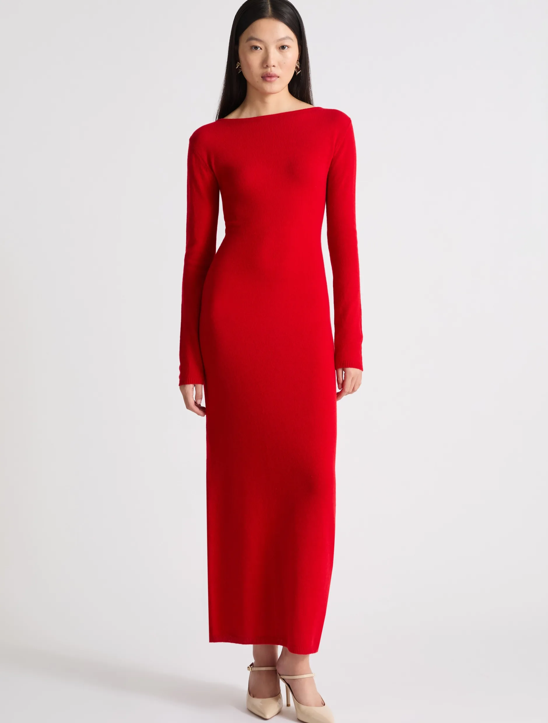 Abito aderente in cashmere - ROSSO