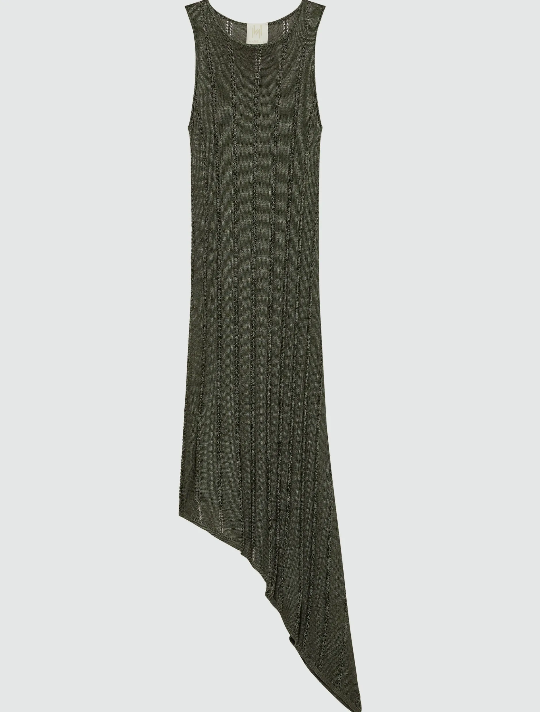 Abito asimmetrico in maglia con traforature - VERDE