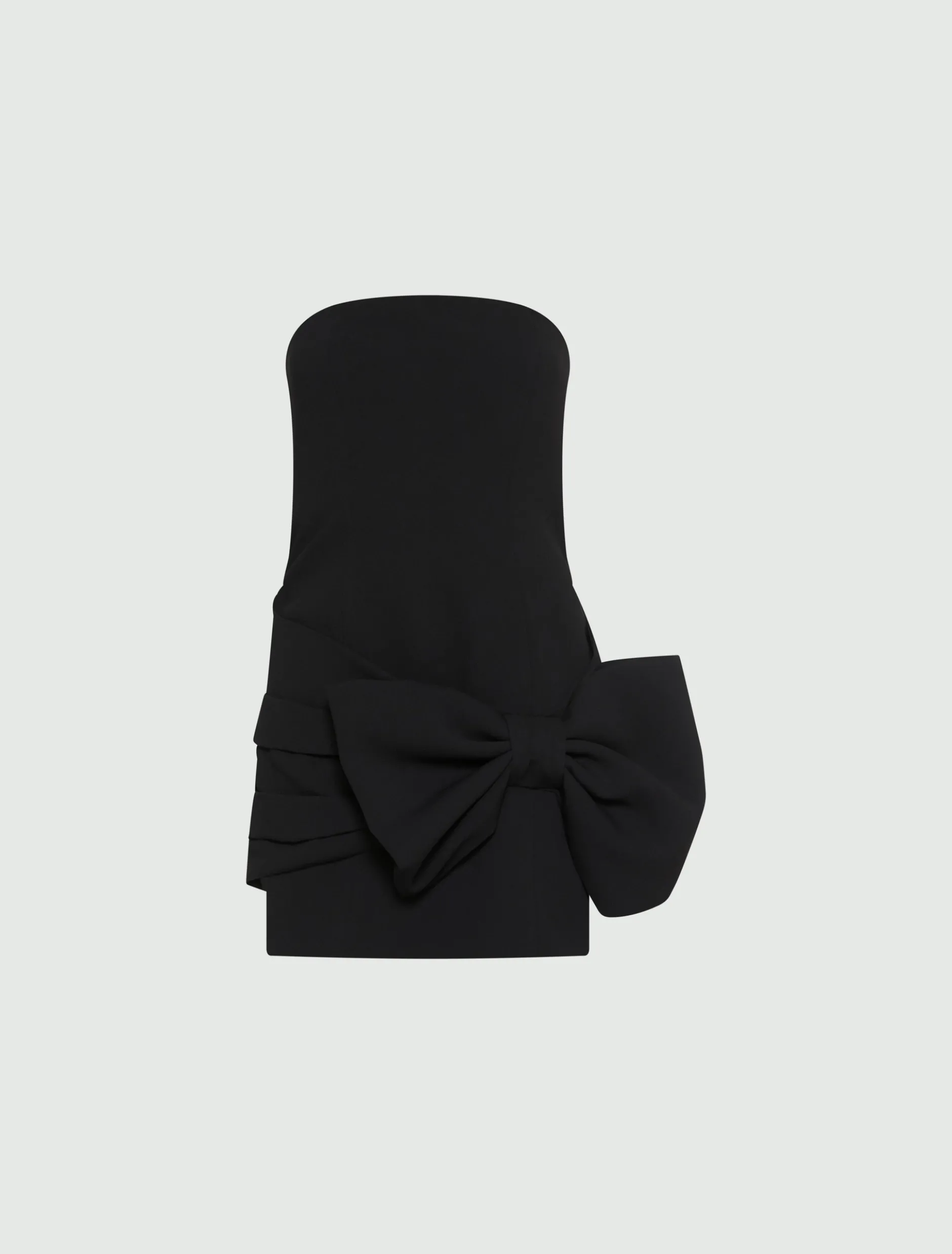 Abito bustier in envers satin con fiocco - NERO