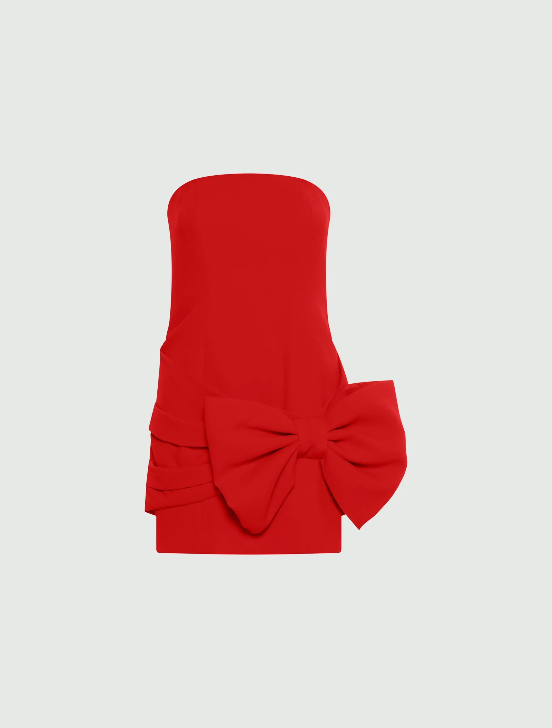 Abito bustier in envers satin con fiocco - ROSSO
