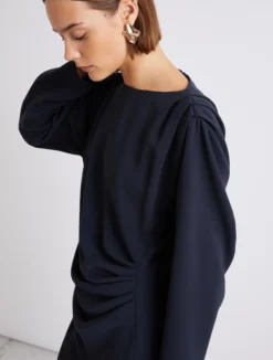 Abito con arriccio in cady - BLU