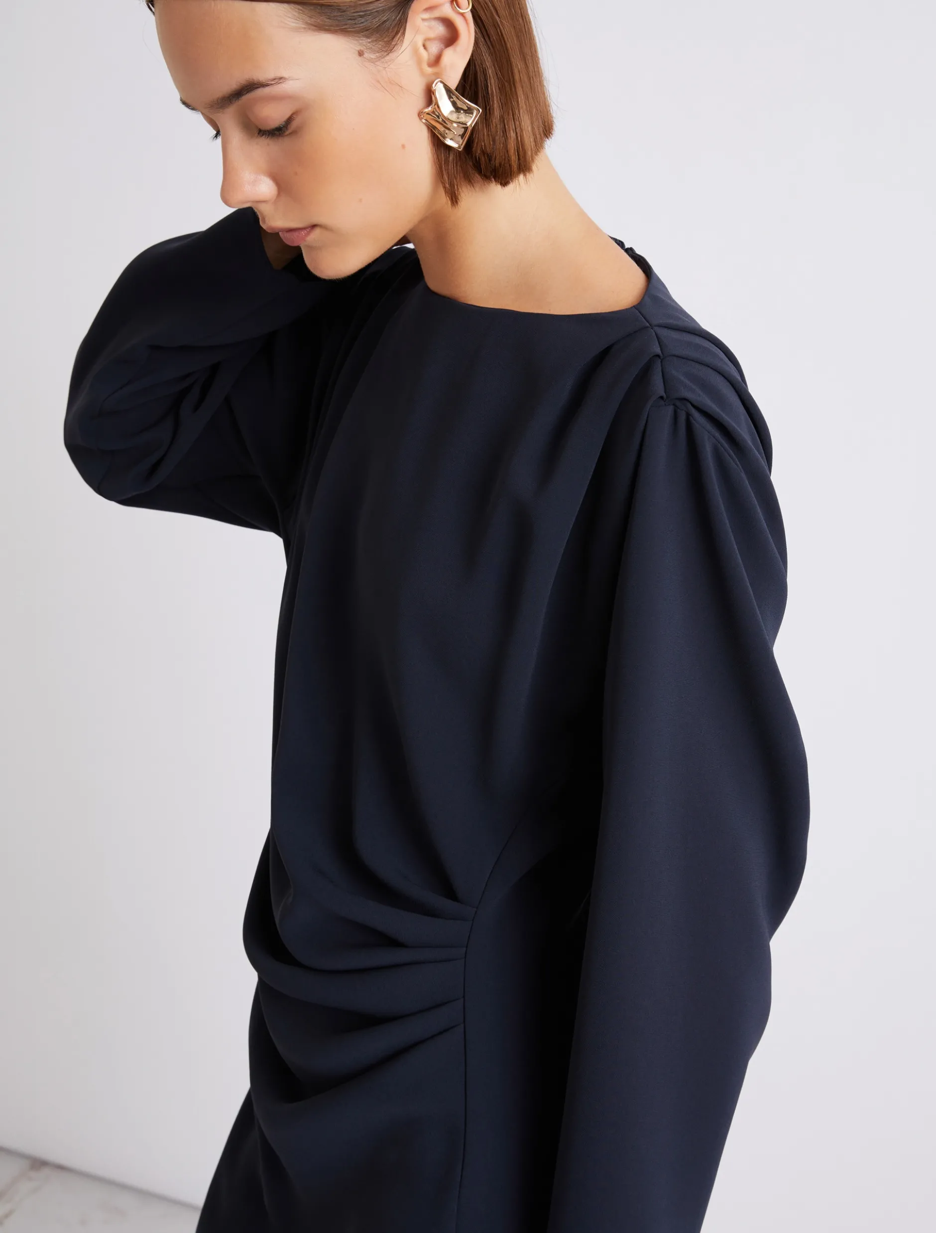 Abito con arriccio in cady - BLU