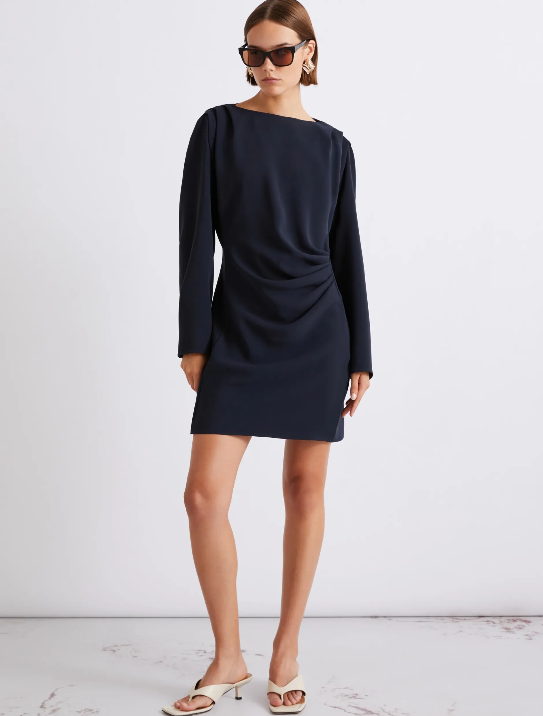 Abito con arriccio in cady - BLU