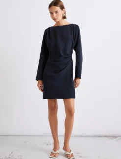 Abito con arriccio in cady - BLU