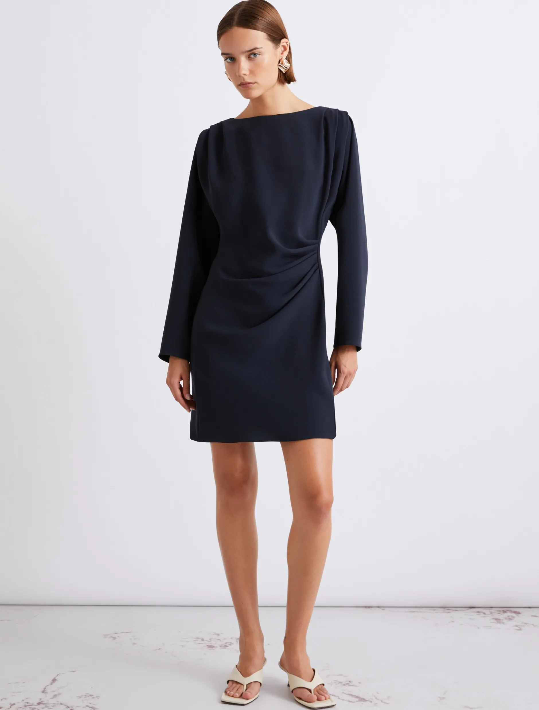 Abito con arriccio in cady - BLU