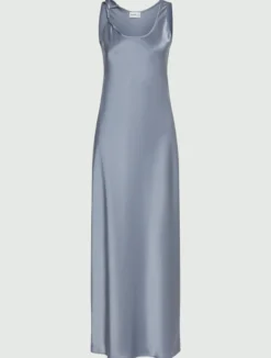 Abito con spalline in satin - AZZURRO