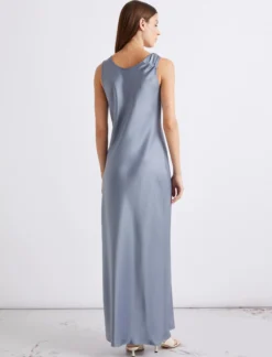 Abito con spalline in satin - AZZURRO