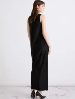 Abito con spalline in satin - NERO