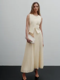 Abito doppio materiale - BIANCO LANA