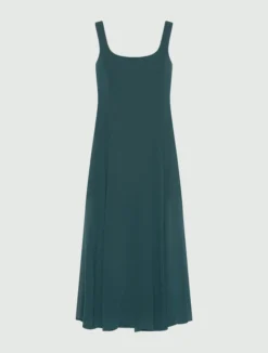 Abito fit and flare in georgette - BLU PAVONE