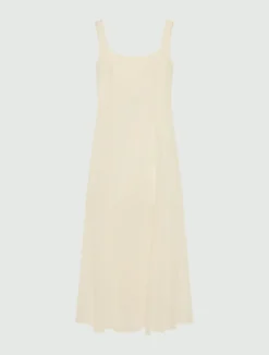 Abito fit and flare in georgette - BIANCO LANA