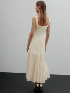 Abito fit and flare in georgette - BIANCO LANA