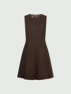 Abito fit and flare in popeline - MARRONE