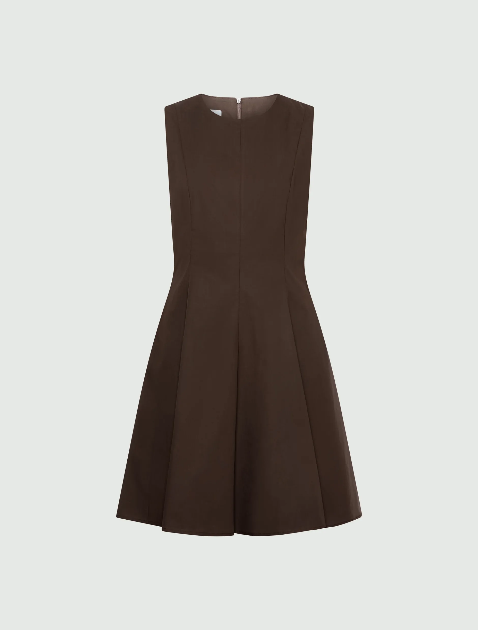 Abito fit and flare in popeline - MARRONE