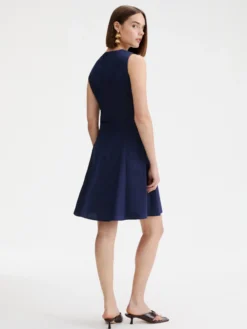 Abito fit and flare in popeline - BLU