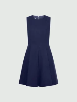 Abito fit and flare in popeline - BLU