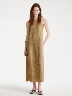 Abito fluido in jacquard - BEIGE