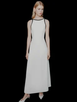 Abito in envers satin con schiena scoperta - BIANCO LANA