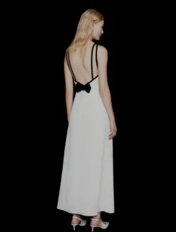 Abito in envers satin con schiena scoperta - BIANCO LANA