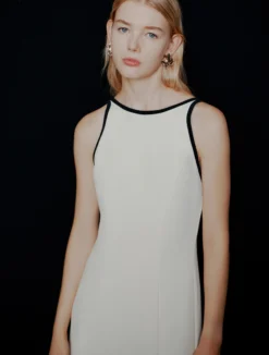 Abito in envers satin con schiena scoperta - BIANCO LANA