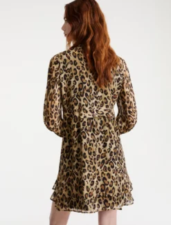 Abito in georgette con balze - BEIGE