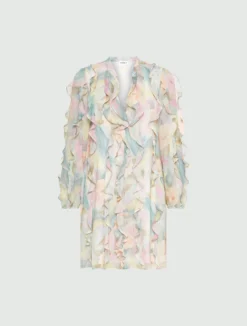 Abito in georgette stampata - AZZURRO