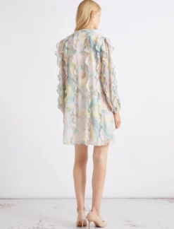 Abito in georgette stampata - AZZURRO