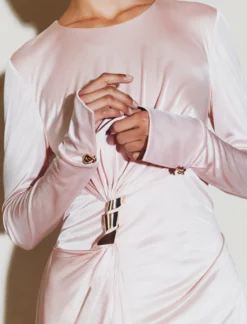 Abito in jersey con drappeggio - ROSA