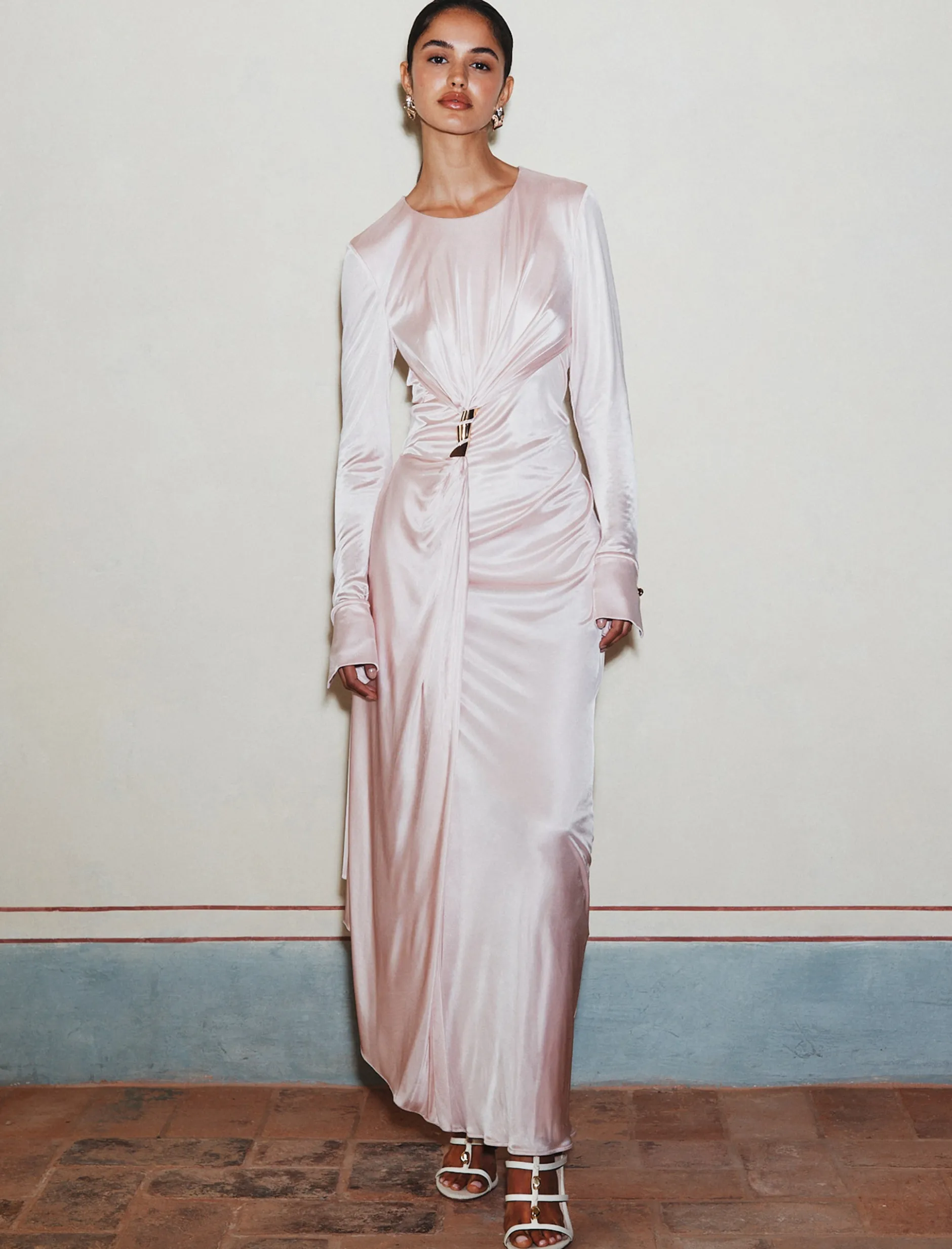 Abito in jersey con drappeggio - ROSA