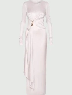 Abito in jersey con drappeggio - ROSA