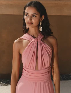 Abito in jersey con incrocio - ROSA INTENSO