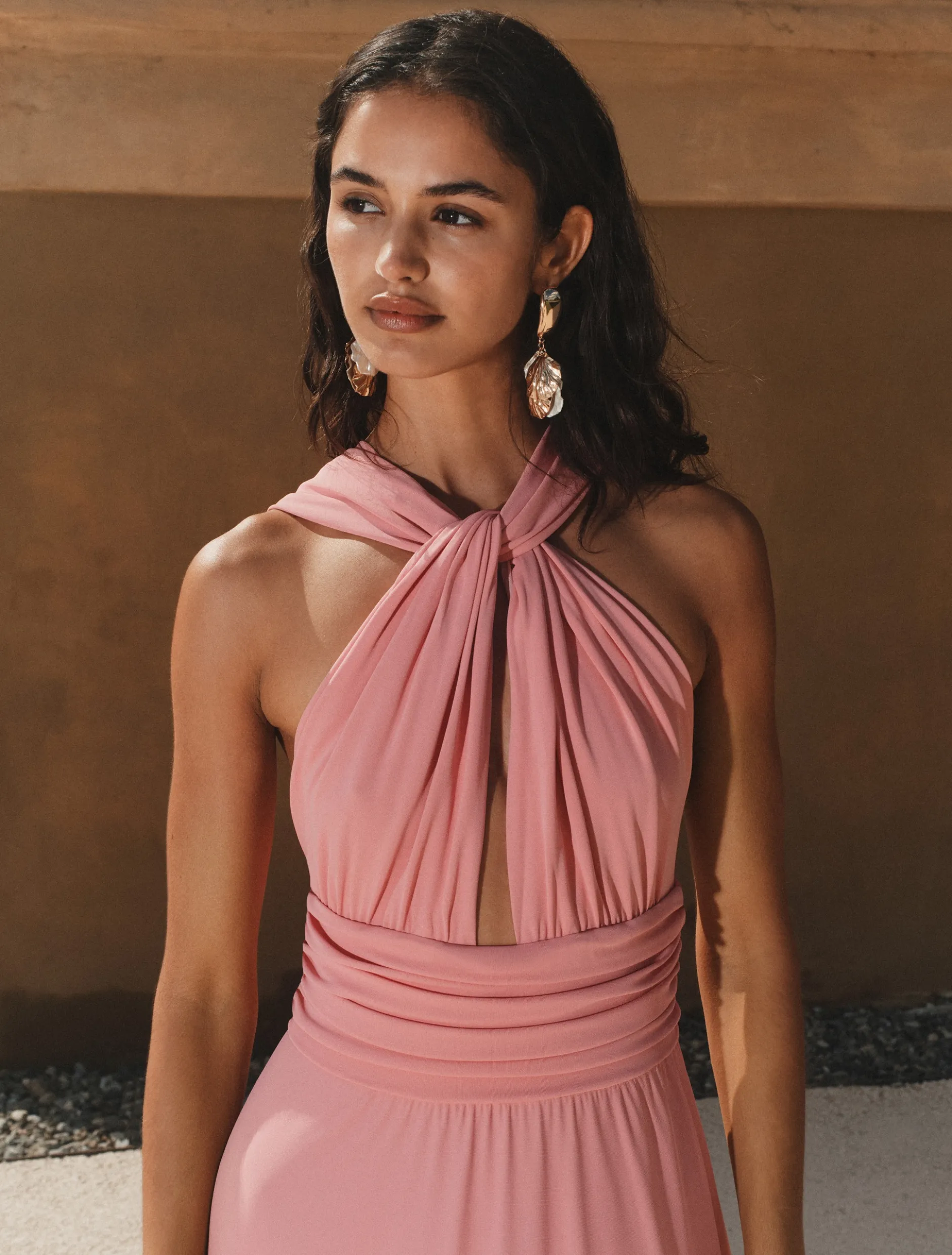 Abito in jersey con incrocio - ROSA INTENSO