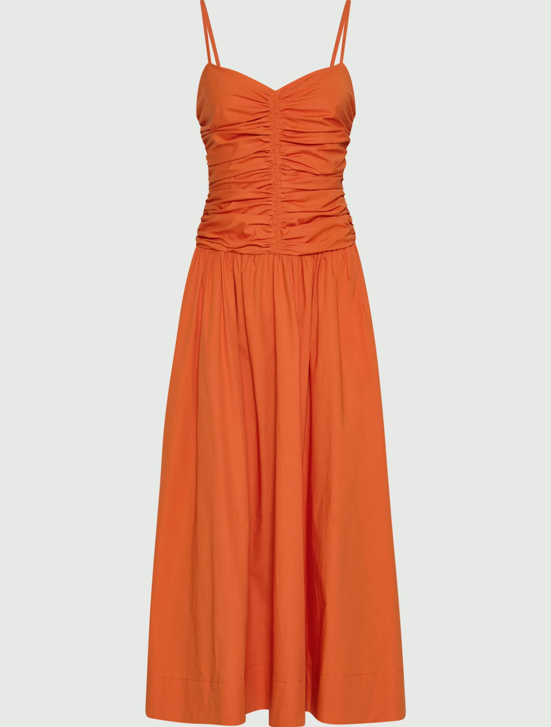 Abito in popeline con linea fit and flare - ARANCIO