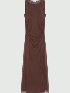 Abito in tulle foderato - MARRONE