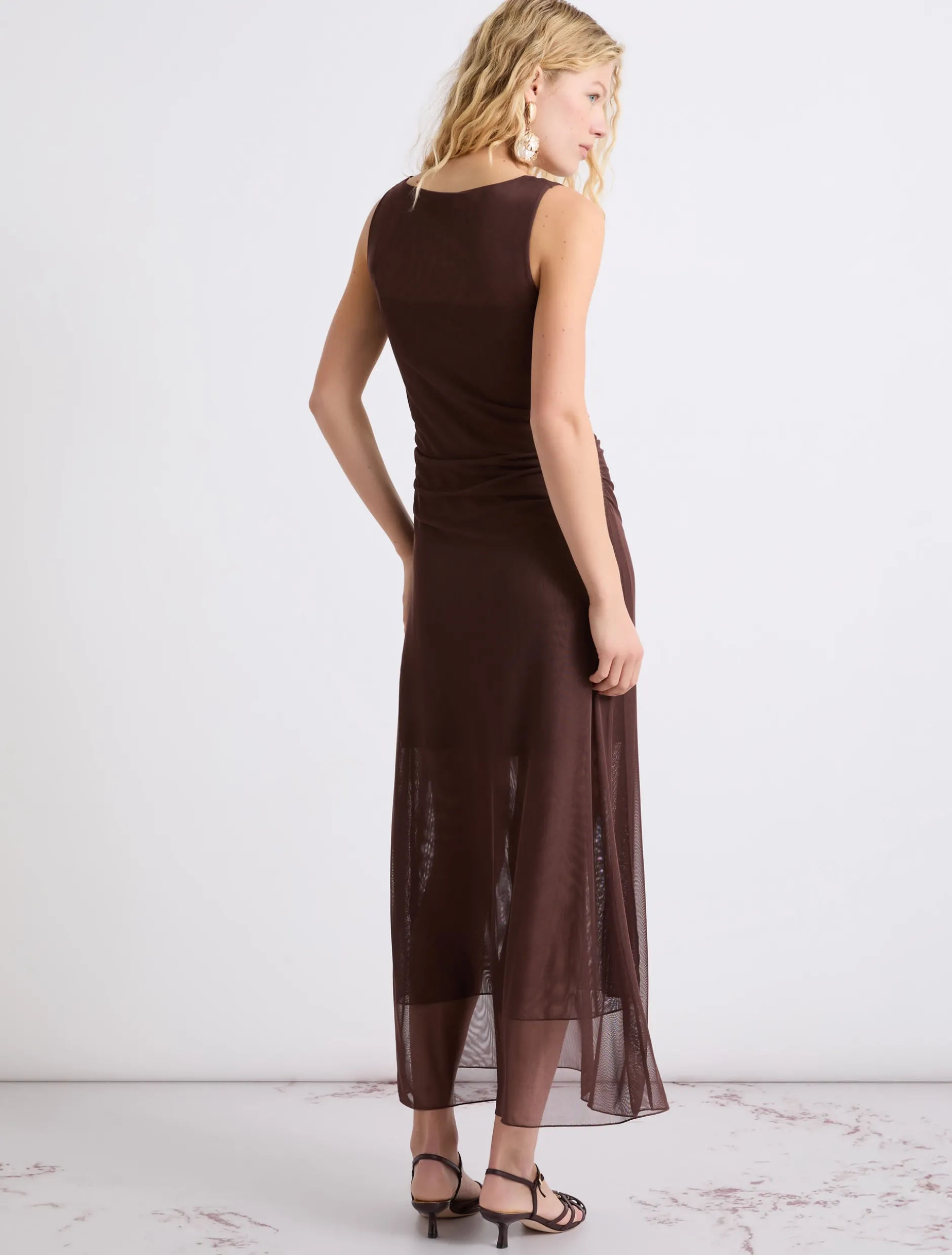 Abito in tulle foderato - MARRONE