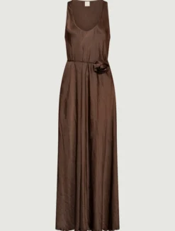 Abito in twill crinckle - MARRONE