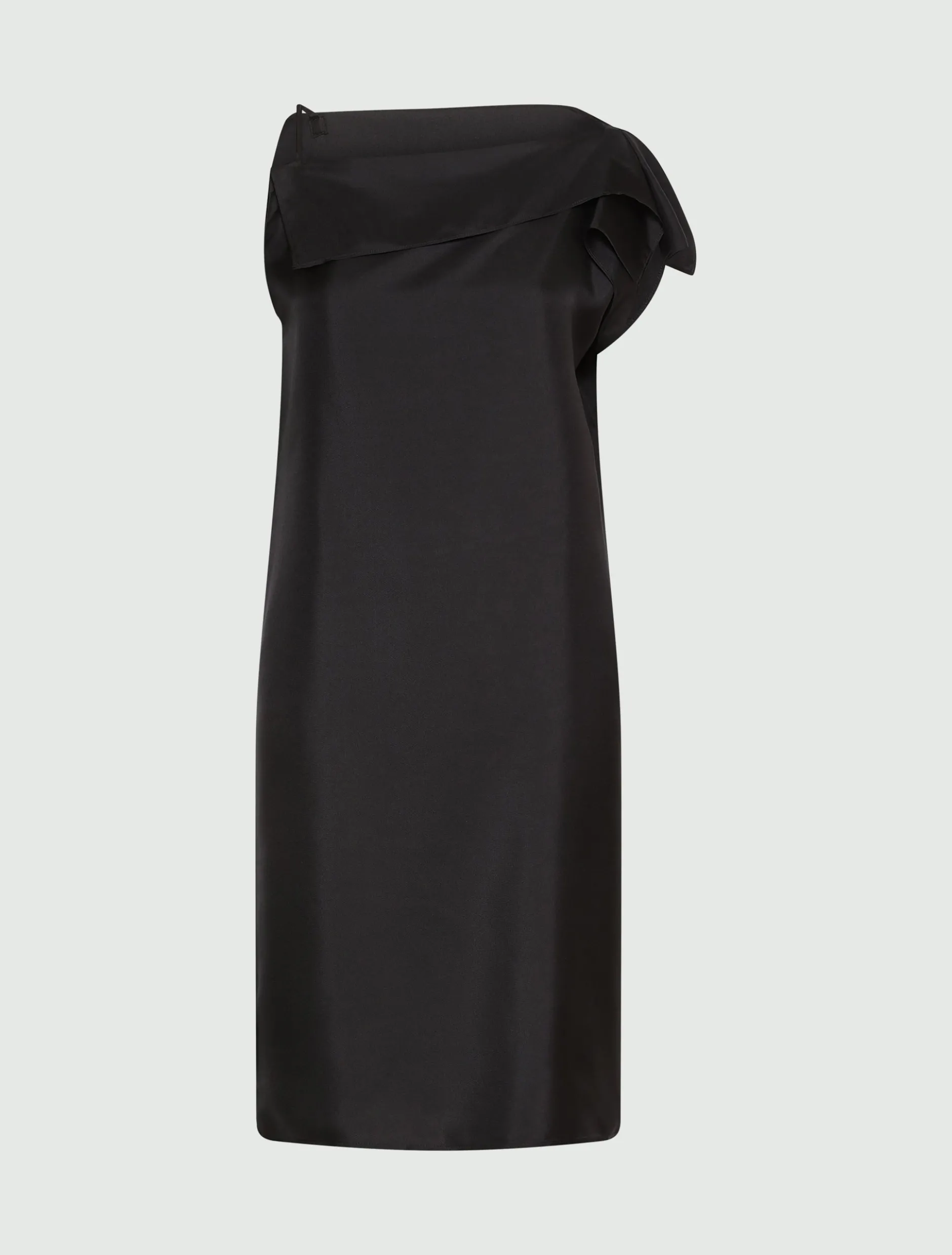 Abito in twill di seta con scollo asimmetrico - NERO