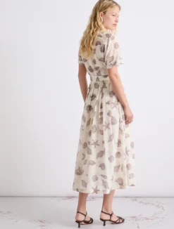 Abito in voile di cotone e seta - BIANCO LANA