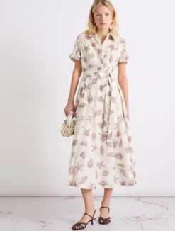 Abito in voile di cotone e seta - BIANCO LANA