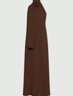 Abito longuette in envers satin - MARRONE