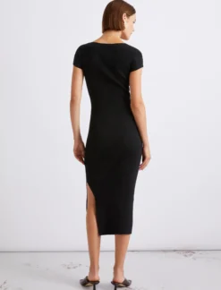 Abito longuette in maglia di viscosa - NERO