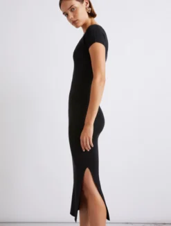 Abito longuette in maglia di viscosa - NERO