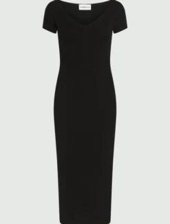 Abito longuette in maglia di viscosa - NERO