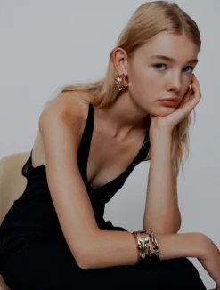 Abito lungo in envers satin - NERO