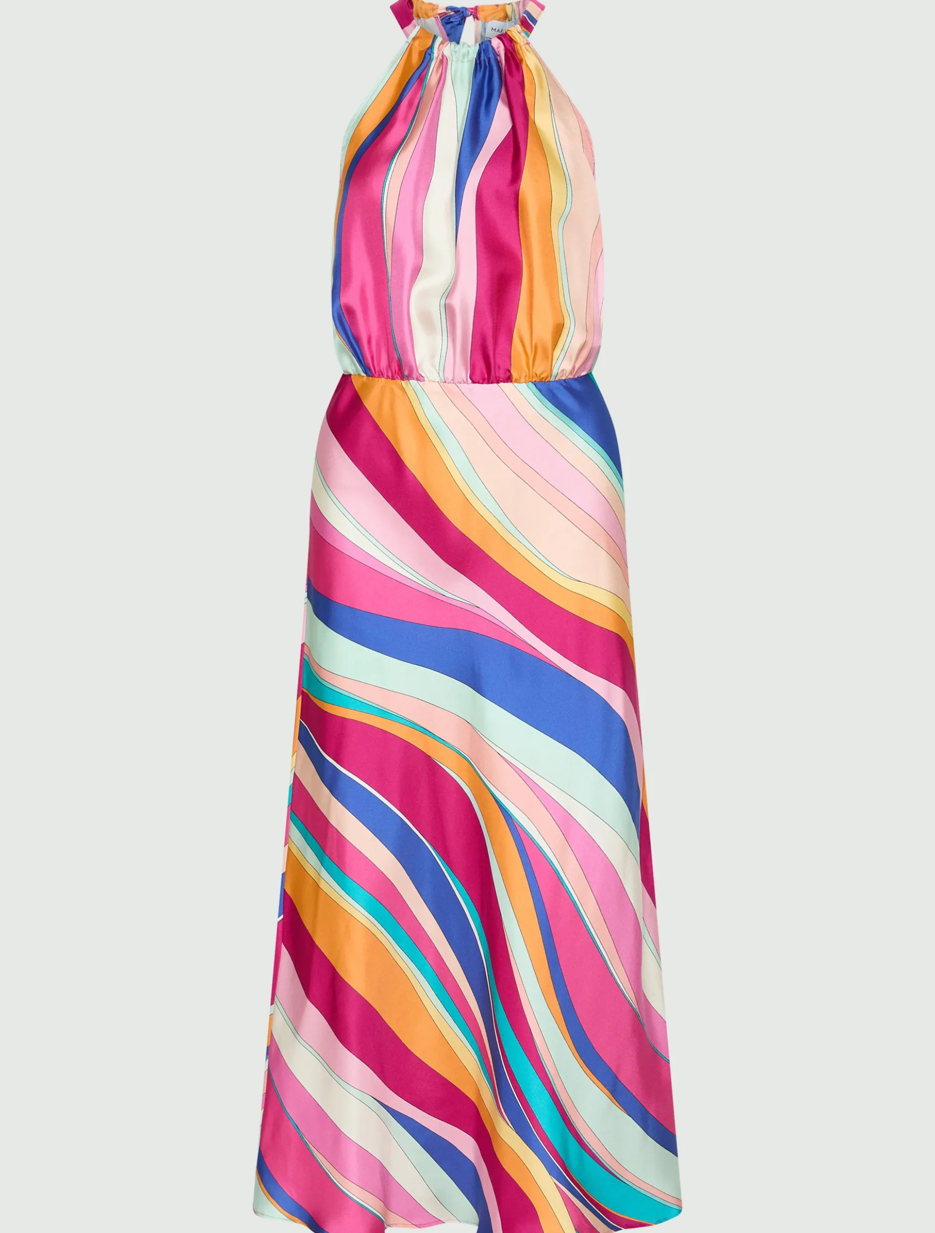 Abito lungo in twill di seta - FUXIA